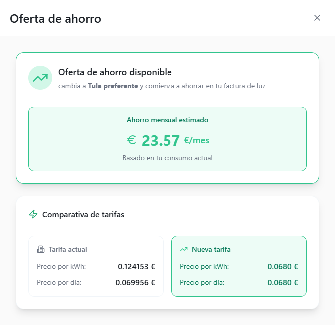 Comparativa tarifas